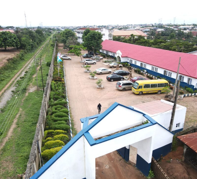 Aerial view of Roseful International High School campus